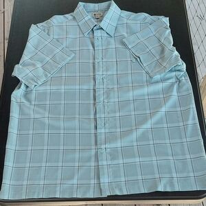 Haggar Aqua Plaid Casual Shirt